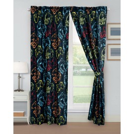 Chezmoi Collection 4-Piece Kids/Teens Gamer Window Curtain Set - Soft Microfiber Multi-Color Video Games Gamepad Whimsical Fun Kids Rod Pocket Drapes, 2-Panels (42" W x 84" L)