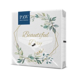 PAW 3-Ply Napkins, 33 x 33 cm, Pack of 20, Printed with Water-Based Inks, Table Decoration, Elegance in the Form of Timeless Ornaments, Napkins Perfect for Weddings, Christenings, Communion, Birthdays
