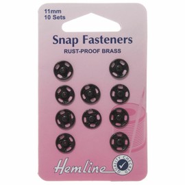Sew On Snap Fasteners 11mm Black