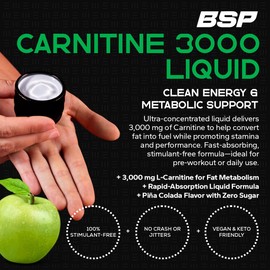 Benavidez Carnitine 3000 Liquid – 3,000 mg Carnitine per Serving | Green Apple Flavor | Stimulant‑Free Metabolic & Energy Support | Zero Sugar, Monk‑Fruit Sweetened | Keto & Vegan | 16 fl oz