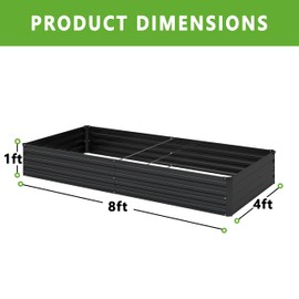 DIIYIV DIIYIV 2PCS 8x4x1FT Galvanized Raised Garden Bed Kit,Vegetable Boxes-Rectangle Metal Flower Box,Large Planter Raised Beds Outdoor Garden for Planting,Fruit,Herb-Black