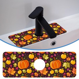 Sink Faucet Mat Splash Guard Autumn Leave Pumpkin Berries Apple Pear Faucet Mat for Kitchen Sink,Soft Diatom Mud Non-Slip Mat for Kitchen Faucet Mat,Sink Faucet Mat,Bathroom Faucet Mat 15.5"X5.5"