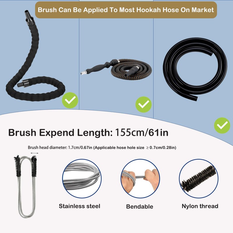 Hookah Cleaning Kit 8 Pcs,ASANMA Hookah Accessories Shisha Cleaning Brush