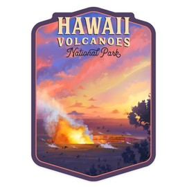 Die Cut Sticker Hawaiâ€˜i Volcanoes National Park, Hawaii, Oil Painting, Contour Vinyl Sticker 1 to 3 inches (Waterproof Decal for Cars, Water Bottles, Laptops, Coolers), Small