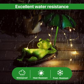 Outdoor Solar Frösche Garten Statuen Dekor, Frösche Gartenstatuen Ornamente mit Solar LED Lichtern,Outdoor Decor Statue Wasserdicht Niedlich Harz für Garten Terrasse Hof Rasenornamente Teich Vorgarten