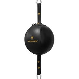 Meister SpeedKills Double-End Leather Speed Bag w/Bungees & Lightweight Latex Bladder - Black - Medium (7.0")