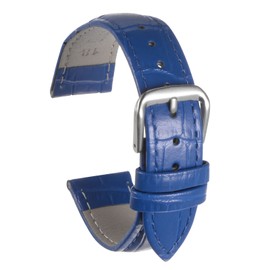 uxcell Leather Watch Band 14mm Embossed Pattern Cowhide Watch Strap Replacement with Spring Bars for Women, Blue