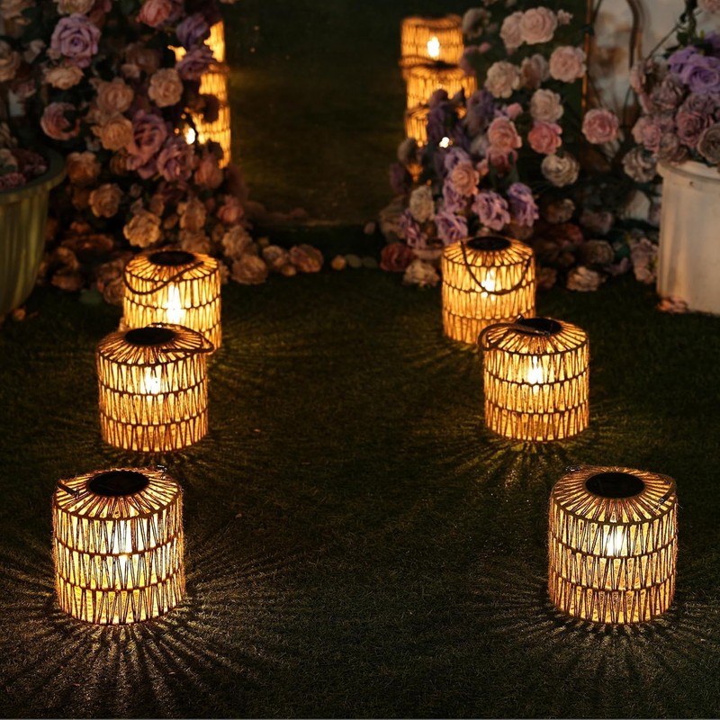 Large Solar Rope Lantern Outdoor Hanging – Handwoven Jute Rope