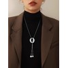 Tidefire Long Sweater Necklace Crystal Sweater Chain (Zircon Silver)