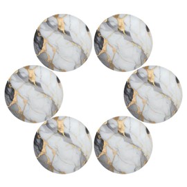 Marble Placemats Marble White Gold Round Placemats Set of 6 for Kitchen Table Washable Table Mats Place Mats