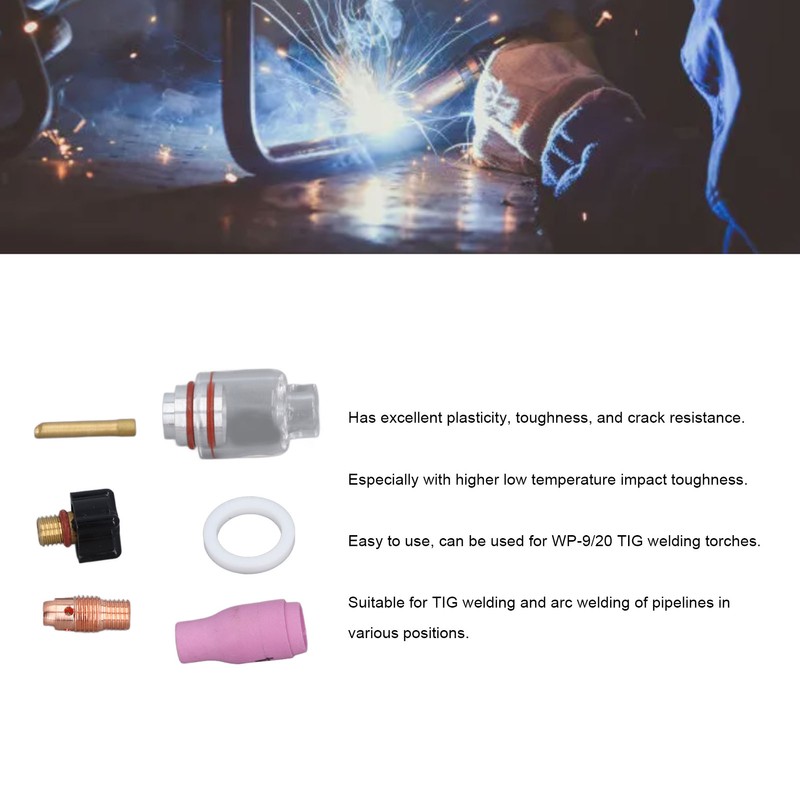6Pcs TIG Welding Accessory Set 4# Ceramic Nozzle 2.4mm Electrode