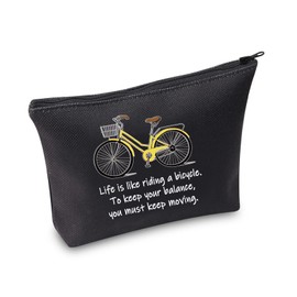 MBMSO Bicycle Gifts Cosmetic Bag Bicycle Makeup Bag Life is Like Riding a Bicycle Zipper Pouch Cyclist Gifts for Women Cycling Toiletry Bag Organizer Case (Life bicycle black)