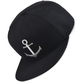 Bexxwell Snapback Cap Black with Anchor (Optimal Fit, Cap, Black, Anchor, Unisex), black