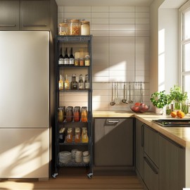 Finnhomy Heavy Duty 6 Tier Wire Shelving Unit with Wheels 18x18x72-inches 6 Shelves Metal Storage Rack Thicken Steel Tube, Adjustable Shelving Rack for Kitchen Bathroom Office, NSF Certified, Black