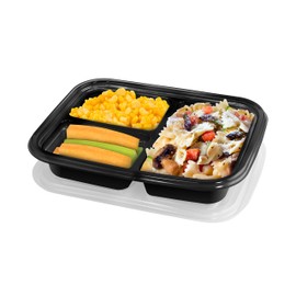 20 PIECE MEAL PREP CONTAINER KIT - 3 SECTIONS - BLACK