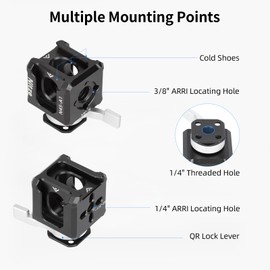 Nitze Triple Cold Shoe Adapter with 1/4" Threaded Hole, 1/4" and 3/8" ARRI Locating Holes, Quick Release Mount for Monitor Mount, Magic Arm, LED Light and Microphone - N45-A1