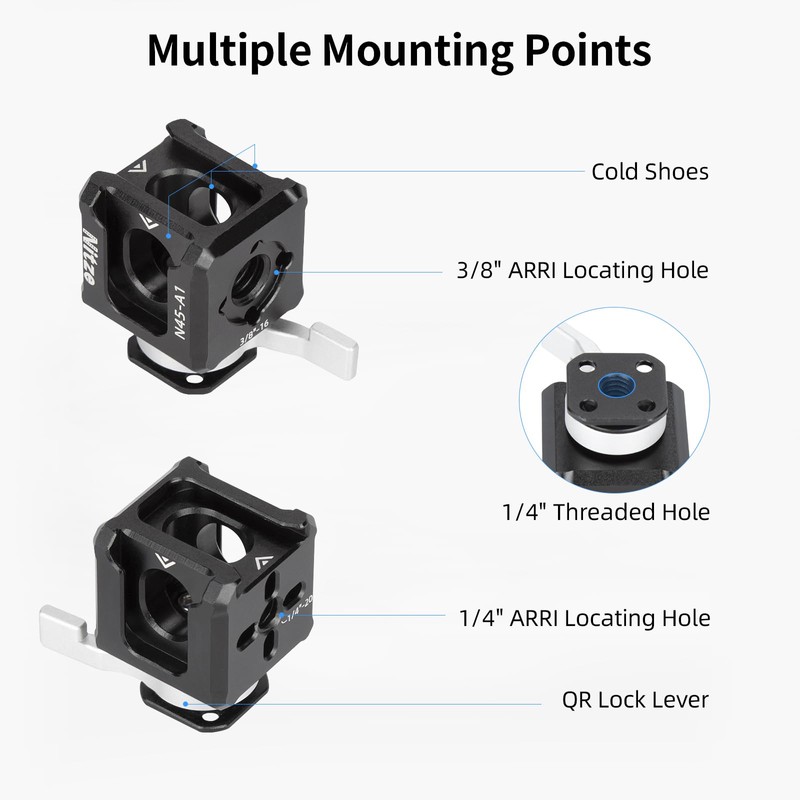 Nitze Triple Cold Shoe Adapter with 1/4" Threaded Hole, 1/4"