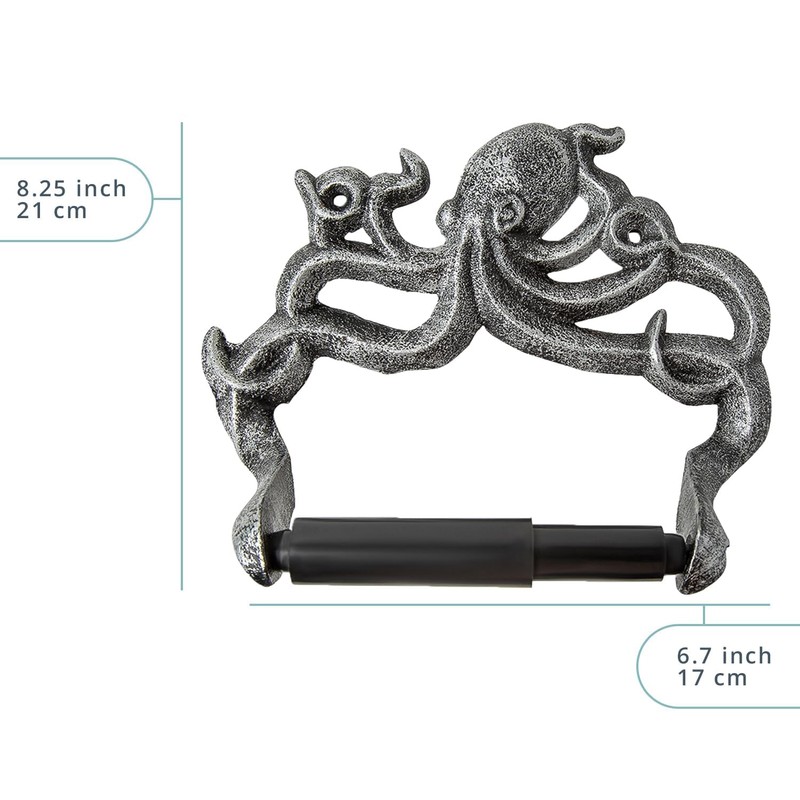 Decorative Cast Iron Octopus Toilet Paper Holder – Wall Mounted