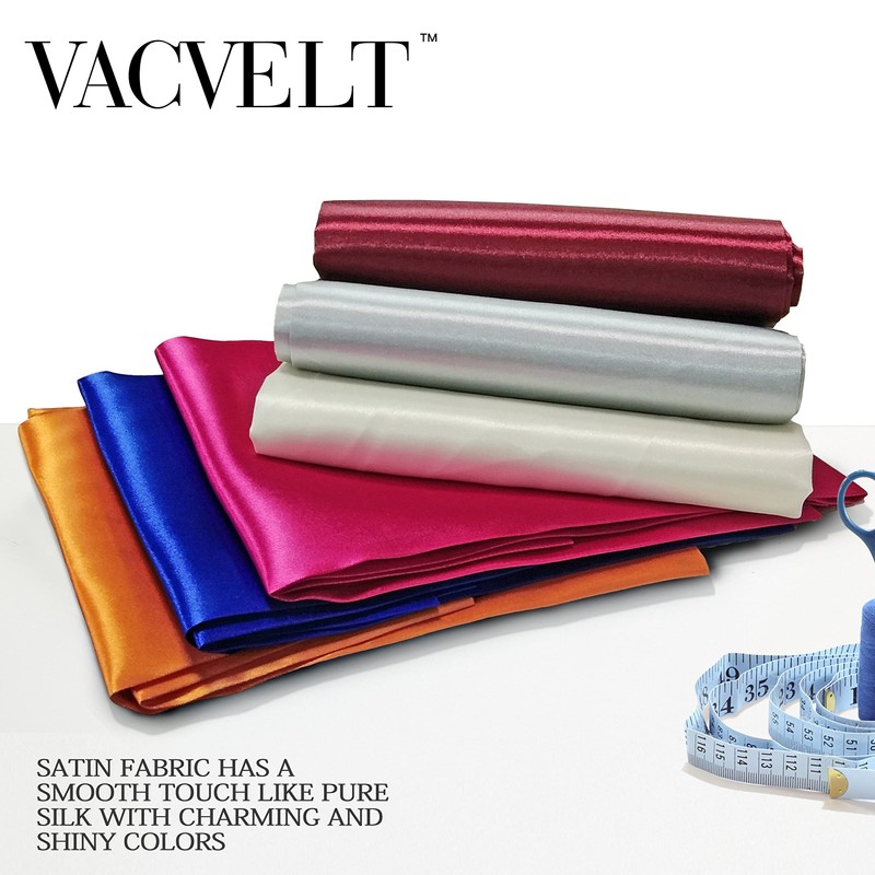 VACVELT Satin Fabric by The Yard, 60 Inch Wide Rose
