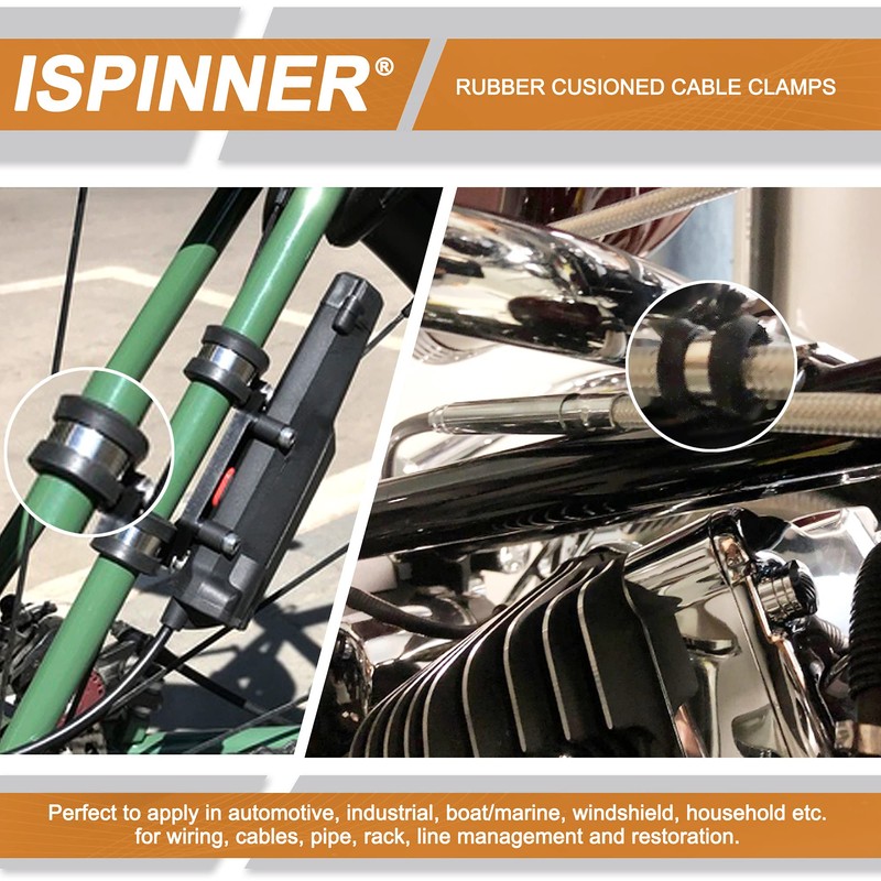 ISPINNER 52pcs Cable Clamps Assortment Kit, 304 Stainless Steel Rubber