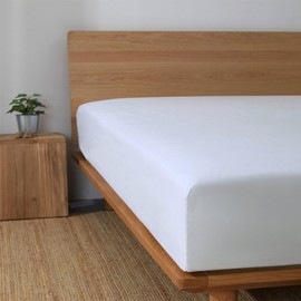 King Linens 100% Linen Fitted Sheet Stone Washed Solid Color - (1 Piece) 14 inch Deep Pocket Mattress Cover Soft Natural Breathable Farmhouse - White, King Size