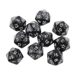 Yourandoll Pack of 10 Polyhedral Dice D20 Dice Dice Game Dice for DND RPG Table Games (Black)