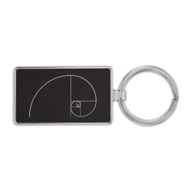 RDW Fibonacci Golden Spiral Premium Leatherette Keychain geometry sacred ratio nature art - Black/Silver