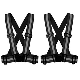 ZOJO Kids Reflective Vest 2pcs | Lightweight, Adjustable & Elastic | Safety & High Visibility for Running, Jogging, Walking, Cycling | Fits Outdoor Clothing (Black-Kids Size)