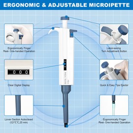 CryoKing Micropipette, 5-50ul Adjustable Single Channel Pipette, Manual Variable Volume Pipettor for Laboratory Scientific