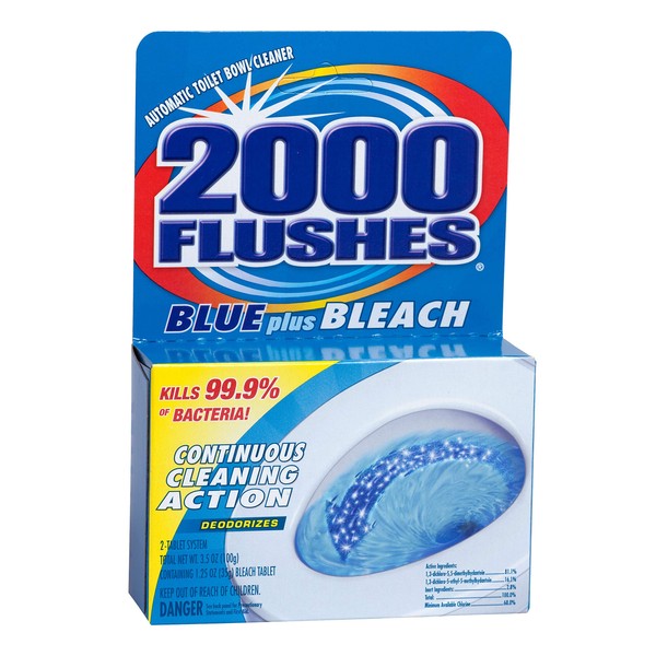 2000 FLUSHES 208082 Blue Plus Bleach Automatic Toilet Bowl Cleaner Twin-Pack, 3.5 OZ, [PACK OF 6]