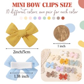 Jollybows 20pcs Baby Girls Hair Bows Clips, 2" Mini Pigtail Bows Fully Lined Clip Barrettes Hair Accessories for Toddler Kids Infant, Solid colour