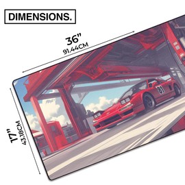 MPCO. Manga Motors Large Gaming Desk Pad - 36" x 17" Duraglyde Fabric Hiros-Honda Desk Mats - Non-Slip, Washable, Smooth Glide for Precision Gaming & Work