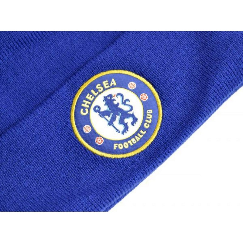 Chelsea FC Crest Knit Hat Navy (Blue)