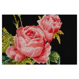 Thea Gouverneur - Kreuzstich-Set - Rosenroter Weg - Aida Schwarz - 18 Count - Für Erwachsene - 2030.05