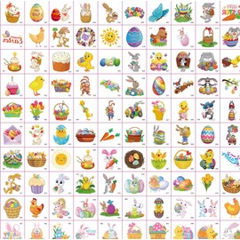 102 PCS Individually Wrapped Easter Temporary Tattoo for kids - Easter egg and Rabbit Chick Temporary for Girls Boy Body Arm Shoulder Cute Tattoos Stickers Easter Decorations Party Supplies