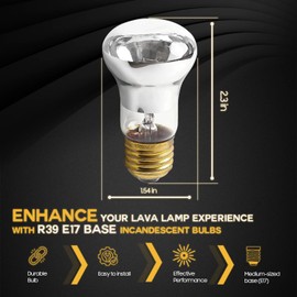 Seentech R39 E17 25 Watt 120V Reflector Incandescent Replacement Bulb Adjustable Warm White Light - Lava Lamp Replacement Bulb, Suitable for Lava lamp, Glitter Lamps (Pack 5)