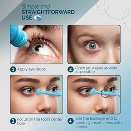 OptiWand Bullseye 3 Pack Large Soft Contact Lens Removal & Insertion Tools - Silicone Rubber Eye Lens Inserter & Remover Device with Large Pincher & Finger Grips Safe & Easy to Use, Travel Size 1.88"