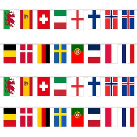 Women's European Football Flags Bunting, Euro 2025 Banner, 16 Flags European Bunting, Women's Euro 2025 Football Party Decorations for Bar Club Garden School Outdoor Indoor Party Decoration
