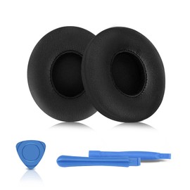 ELZO Ersatz Ohrpolster kompatibel mit Beats Solo 2, Solo 3 Wireless Bluetooth Kopfhörer, Over-Ear Kopfhörer mit weichem Proteinleder, Geräuschisolierung Memory-Schaum, Schwarz