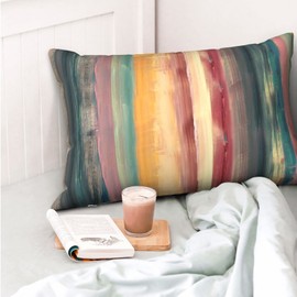 YUMEBLTD Colorful Paint Line Pillow Cover, 19.7 x 29.5 inches (50 x 75 cm), Fashionable, Cotton Blend, Washable, Dust Mites, Soft, Sensitive Skin, Four Seasons (1 Piece)