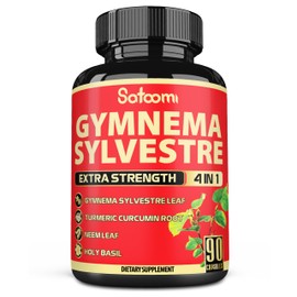 Satoomi Pure Gymnema Sylvestre Capsules Extract - 90 Capsules for 3-Month - Combined with Neem Leaf, Holy Basil & Turmeric Curcumin Root