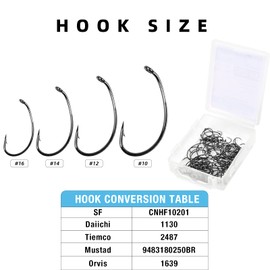SF #12 Curved Nymph Scud Pupa Fly Tying Hooks Micro Barbed Black Nickel High Carbon Steel Fly Tying Materials Fly Hook with Mini Box 100Pcs