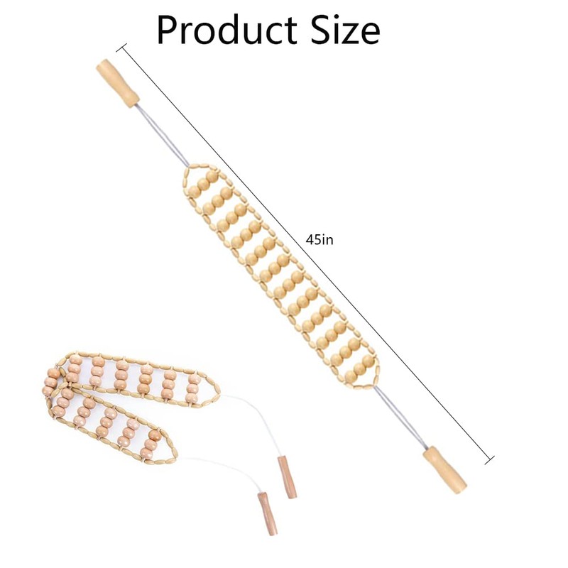Rope Back Massager, Wooden Massage Roller for Maderoterapia Massage Ball