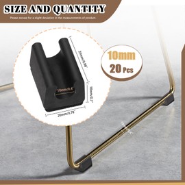 Wokape 20Pcs 10MM Rectangle U-Shaped Chair Leg Tips Caps with Felt Pads, Furniture Feet Protectors Plastic Chair Leg Floor Protectors Slide Smoothly No Scratches No Noise for Round Tube Furniture Feet