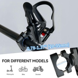 SUGOOE Bike Water Bottle Holder, Motorcycle Cup Holder, Bicycle Drink Cage Fits Handlebar and Frame with Screw Tool for 2.16-2.95" Diameter Cup, Black