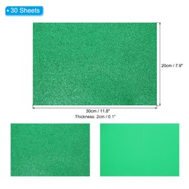 PATIKIL Green Shiny EVA Glitter Foam Sheet 11.8 x 7.9 Inch 2mm Thick with Back Adhesive Sparkle EVA Glitter Felt for Crafts DIY Project, 30 Pcs