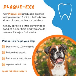 PlaqueExx Plaque and Tartar Remover for Dogs and Cats - Takes Plaque Off Your Pets Teeth PLUS No More Bad Breath - Teeth & Gum Dental Care Formula With Added Mint Powder (100g)