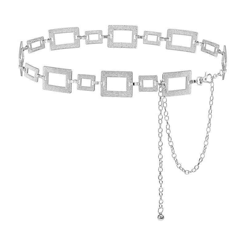 Silver Boho Chain Belt for Women Adjustable Waist Body Layering