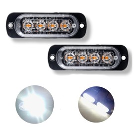 Super Bright LED Strobe Light Strobe Flash Daytime Running Light Flashing Emergency Warning Light Universal Vehicle 12V 24V Car Motorcycle Truck 2-Pack (White)