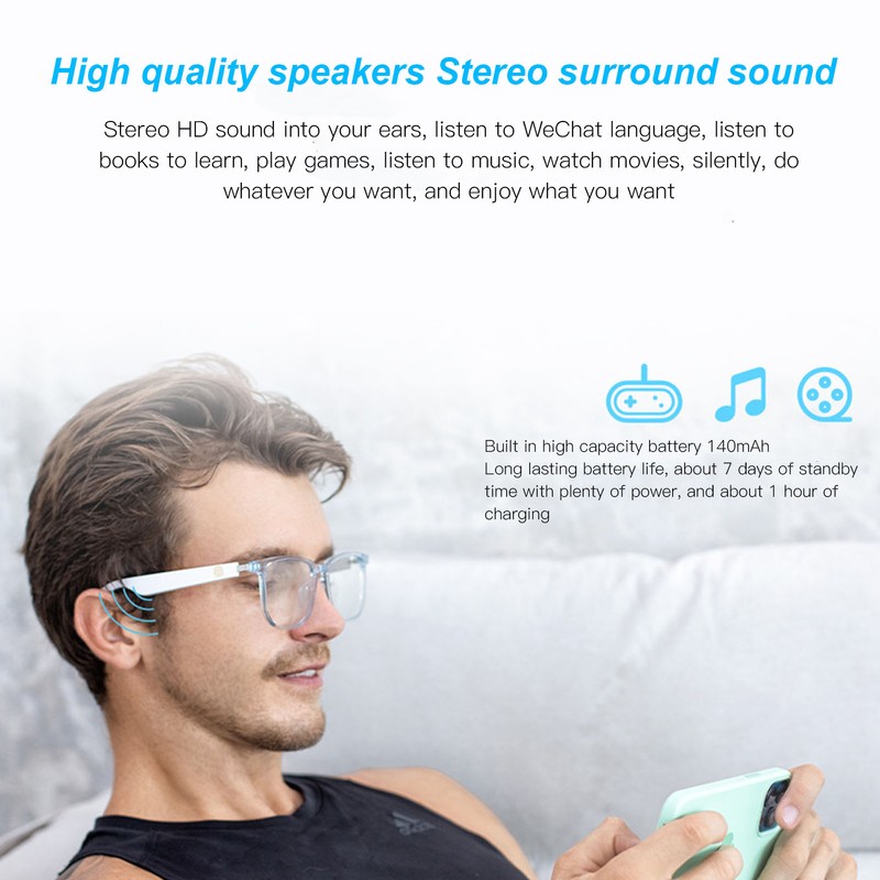 Wireless Sunglasses IP65 Waterproof Touch Control Wireless Music Glasses with